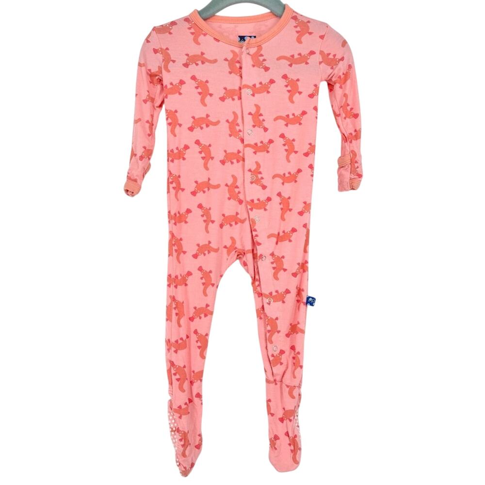 Kickee Pants Pink  Snap Footie Bamboo 6-12‎ Months